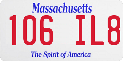 MA license plate 106IL8