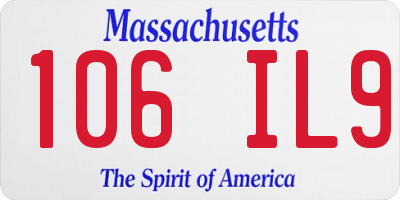 MA license plate 106IL9