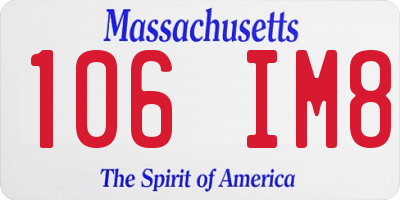 MA license plate 106IM8