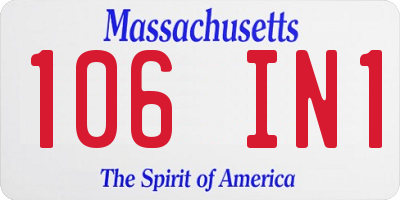 MA license plate 106IN1