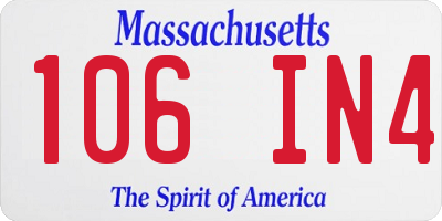 MA license plate 106IN4
