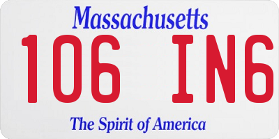 MA license plate 106IN6