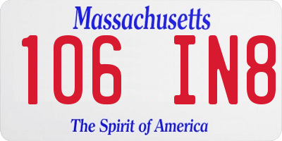 MA license plate 106IN8
