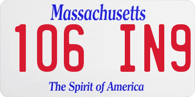 MA license plate 106IN9