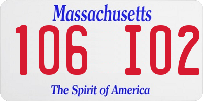 MA license plate 106IO2