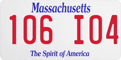 MA license plate 106IO4