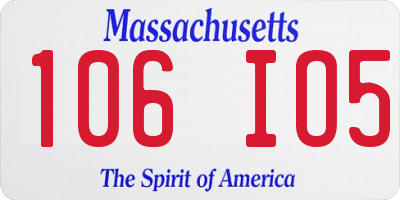 MA license plate 106IO5