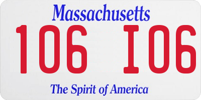 MA license plate 106IO6