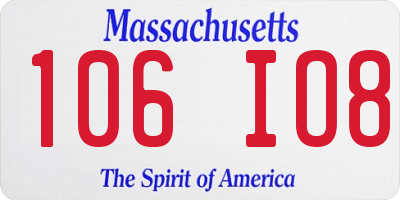 MA license plate 106IO8