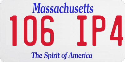 MA license plate 106IP4