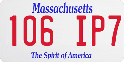 MA license plate 106IP7