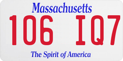 MA license plate 106IQ7