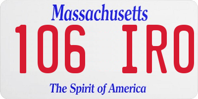 MA license plate 106IR0