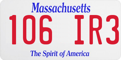MA license plate 106IR3