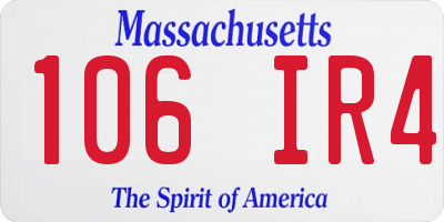 MA license plate 106IR4