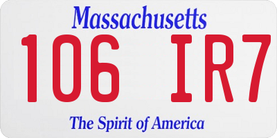 MA license plate 106IR7