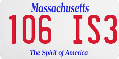 MA license plate 106IS3