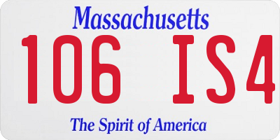 MA license plate 106IS4