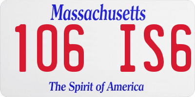 MA license plate 106IS6
