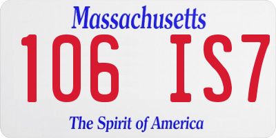 MA license plate 106IS7