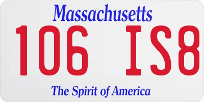 MA license plate 106IS8