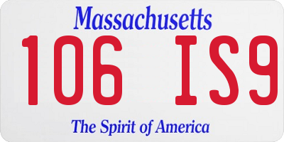MA license plate 106IS9