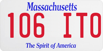 MA license plate 106IT0