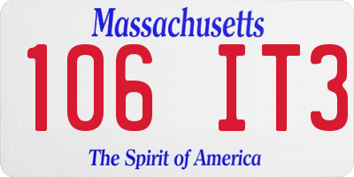 MA license plate 106IT3