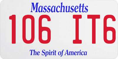 MA license plate 106IT6