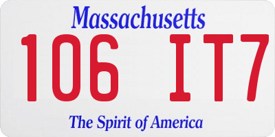 MA license plate 106IT7