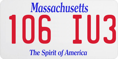 MA license plate 106IU3