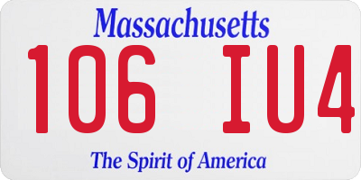 MA license plate 106IU4