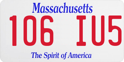 MA license plate 106IU5