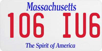 MA license plate 106IU6