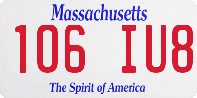 MA license plate 106IU8