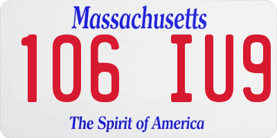 MA license plate 106IU9