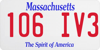 MA license plate 106IV3