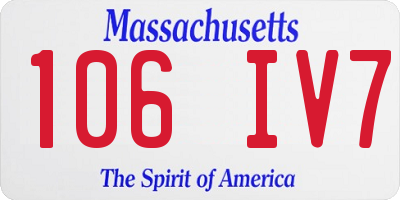 MA license plate 106IV7