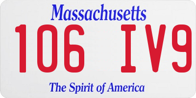 MA license plate 106IV9