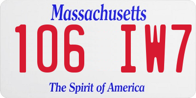 MA license plate 106IW7