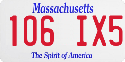 MA license plate 106IX5