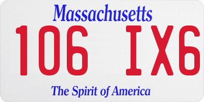 MA license plate 106IX6