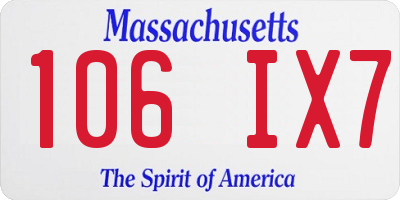 MA license plate 106IX7