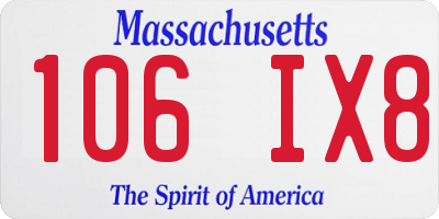 MA license plate 106IX8