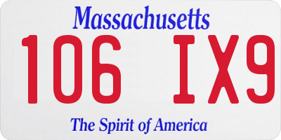 MA license plate 106IX9