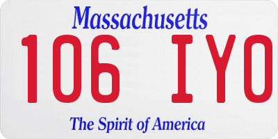 MA license plate 106IY0