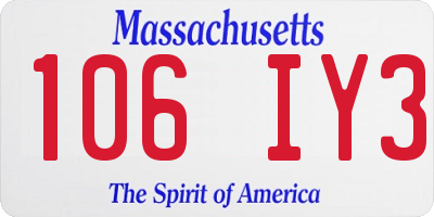 MA license plate 106IY3