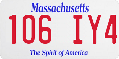 MA license plate 106IY4