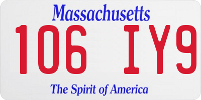MA license plate 106IY9