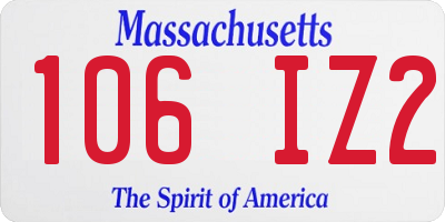 MA license plate 106IZ2